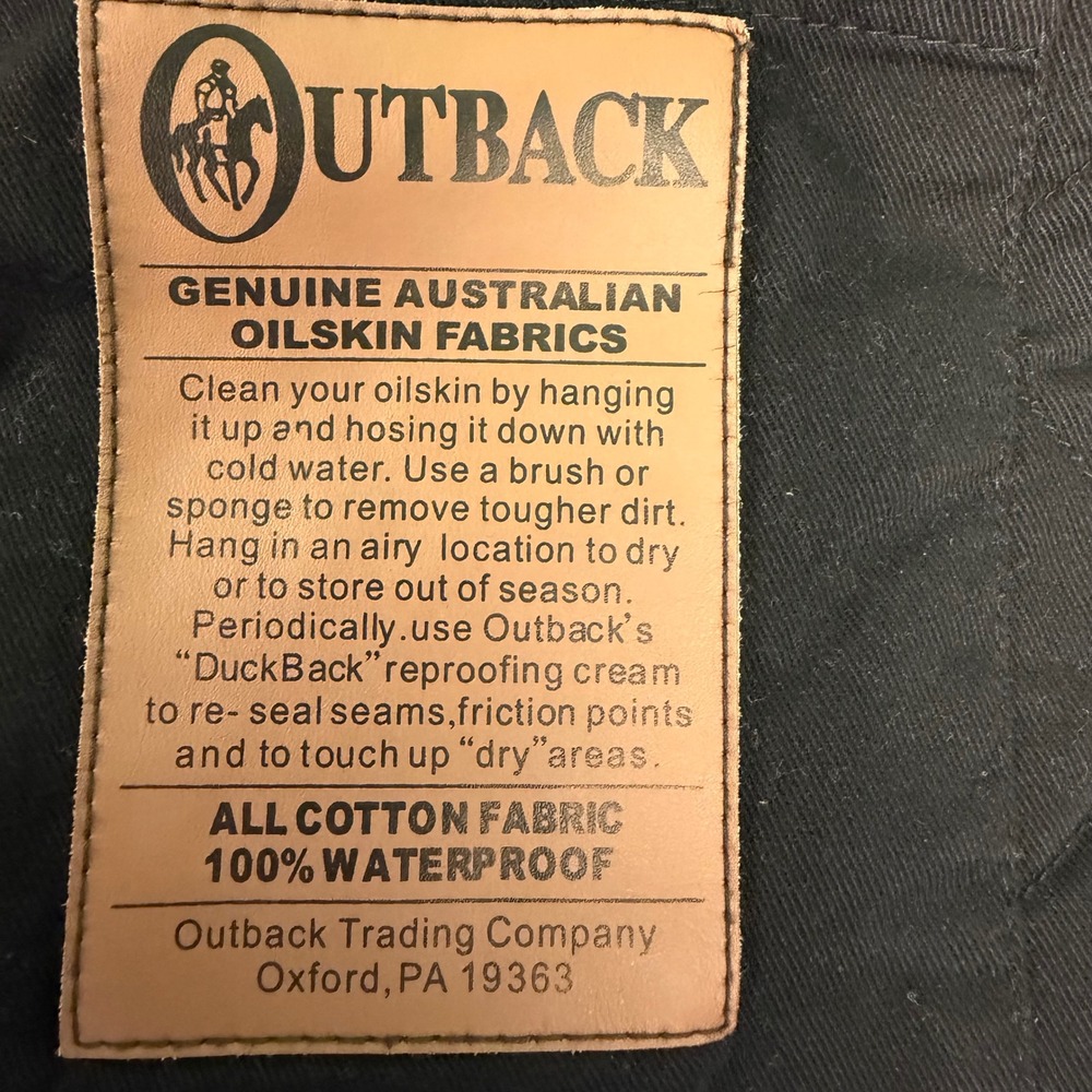Outback Men's M Oilskin Canvas Waxed Vest Tan Black Workwear Lined Full Zip READ - Picture 11 of 14